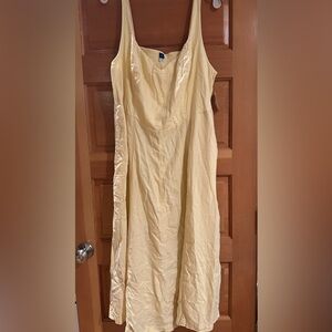 Old Navy Fit and Flare Linen-Blend Butter Yellow Maxi Dress